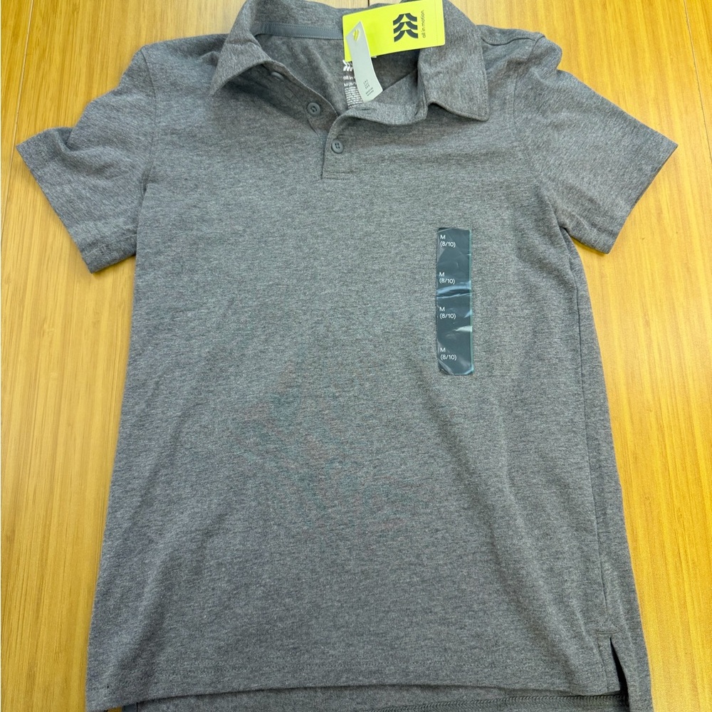 all in Motion Youth Boys' Core Golf Polo Shirt Heathered Gray Medium 8/10